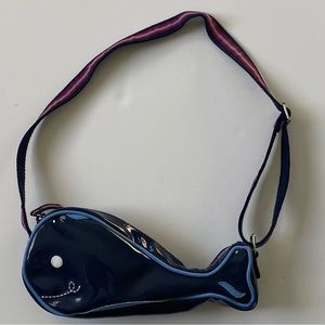 Gymboree Whale Purse Vintage Fish Two Tone Blue Vinyl 2003 Zipper Adj Strap Girl